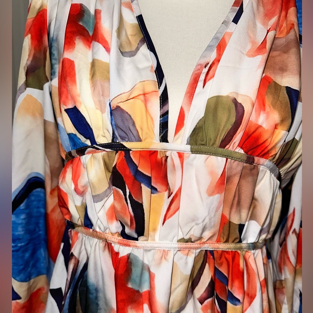 Free flowing floral maxi dress size large, no stretch - Picture 6 of 12
